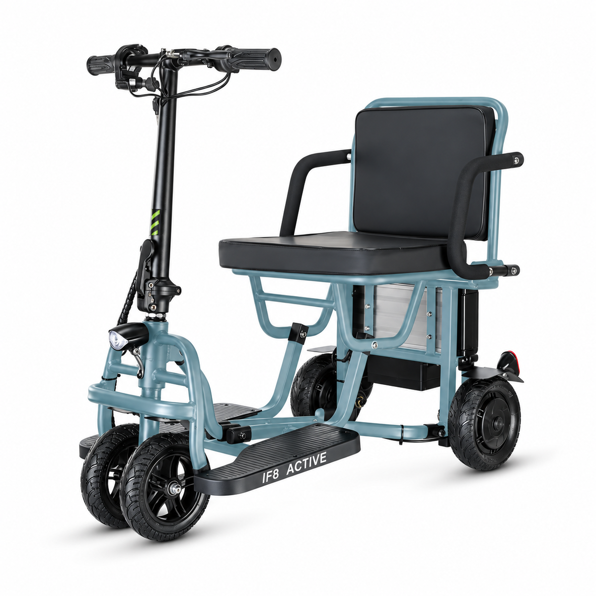 Freejoyer F8 ACTIVE, kleur: grijsblauw. Volledig voertuig tegen een witte studioachtergrond.