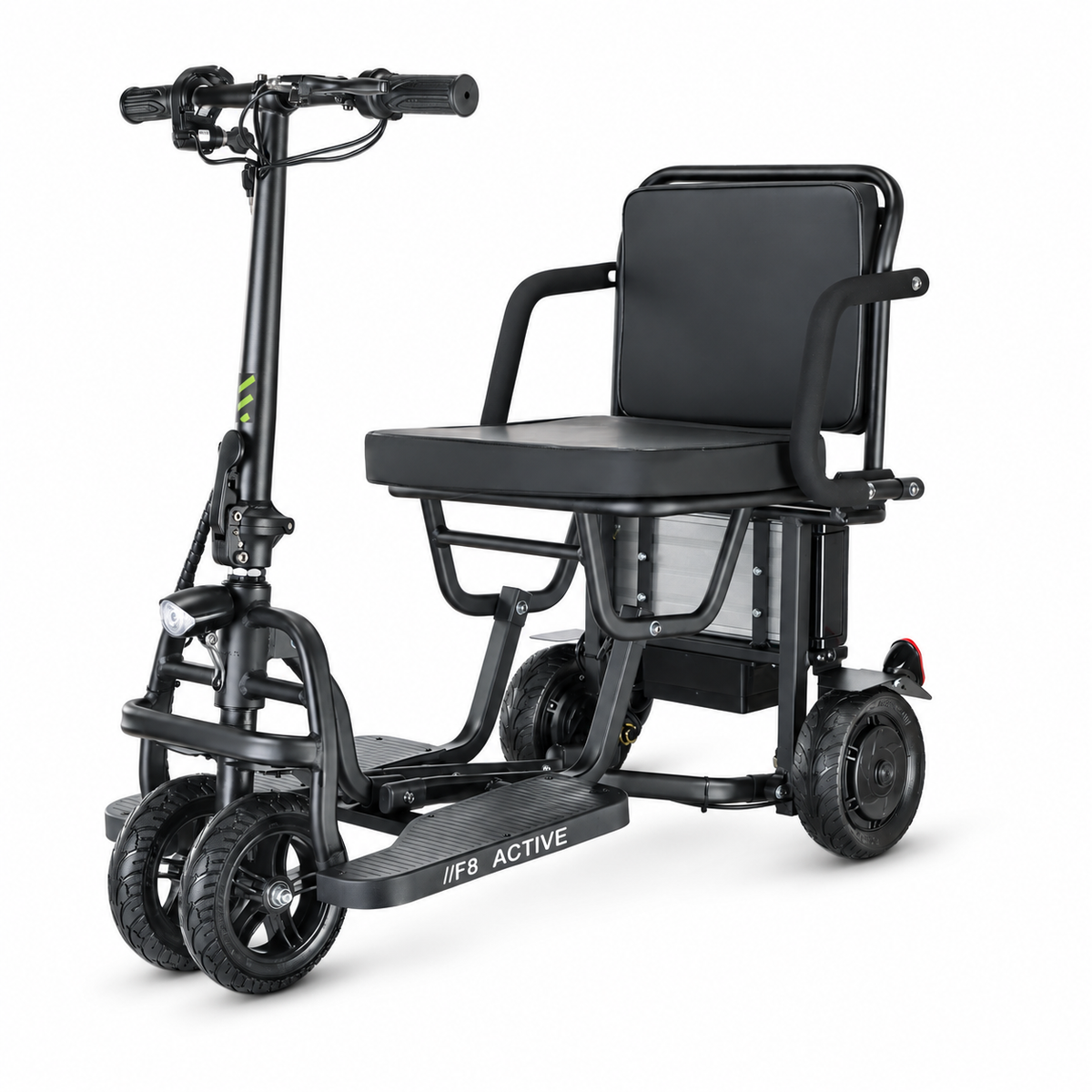 Freejoyer F8 ACTIVE, kleur: zwart. Volledig voertuig tegen een witte studioachtergrond.
