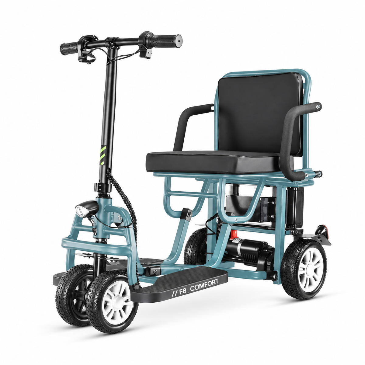 Freejoyer F8 COMFORT, cor: azul acinzentado. Veículo completo sobre fundo branco de estúdio.