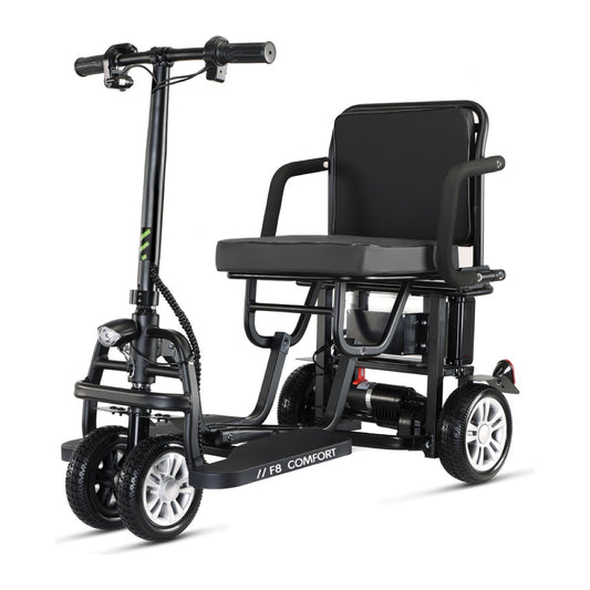 Freejoyer F8 Comfort in Schwarz, vollständiges Fahrzeug vor weißem Hintergrund