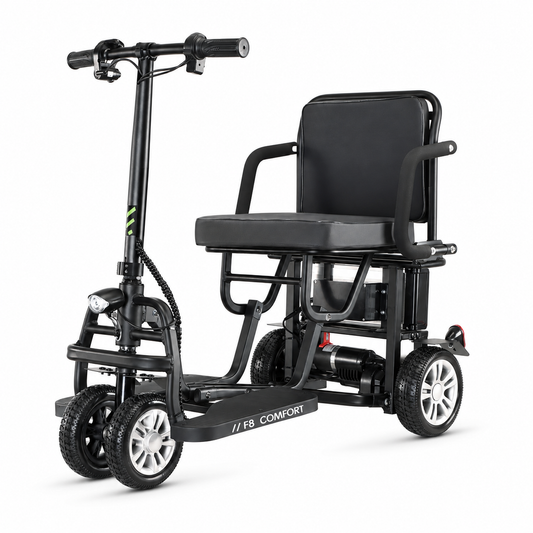 Freejoyer F8 COMFORT, Farbe: Schwarz. Vollständiges Fahrzeug vor weißem Studiohintergrund.