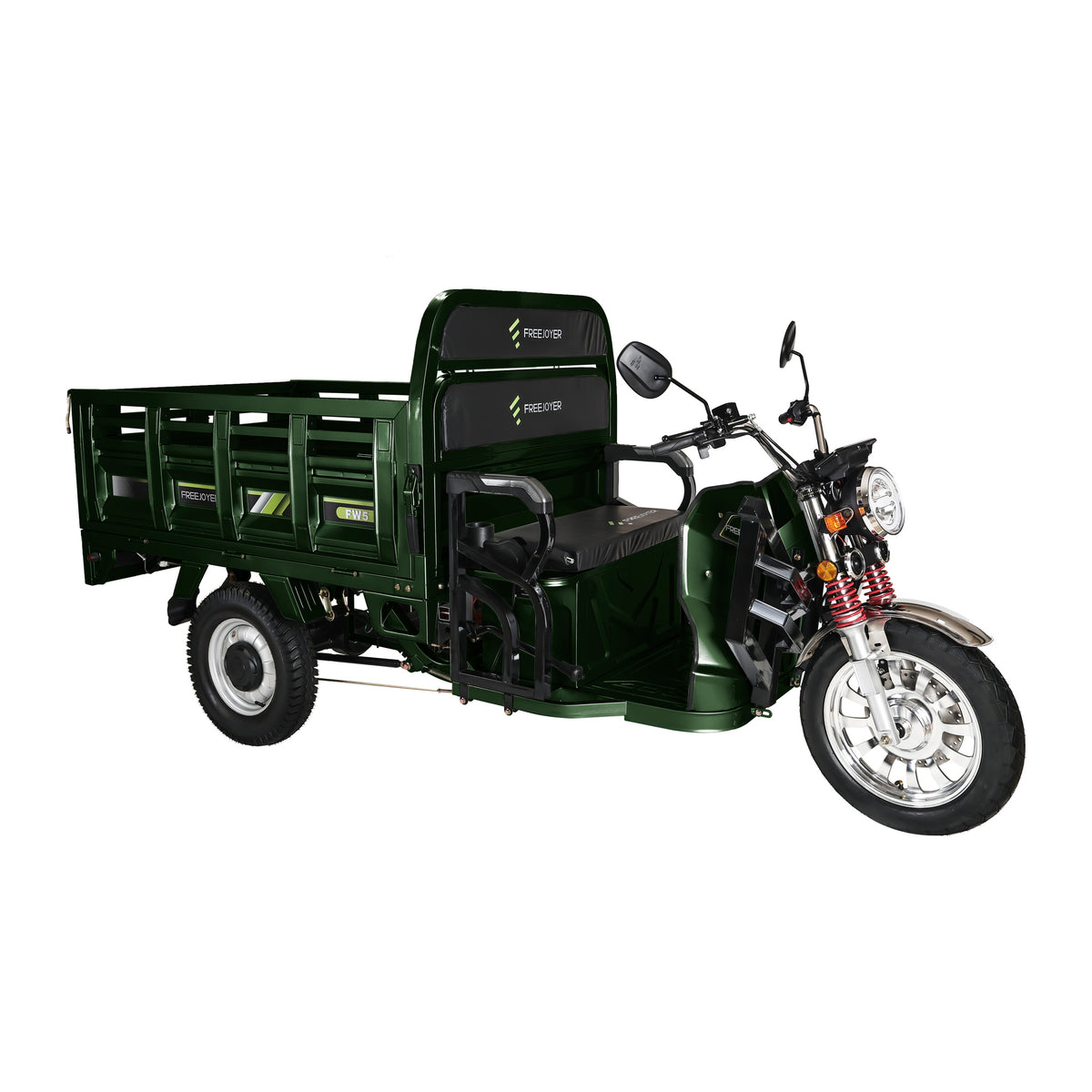Freejoyer FW5 in Green, complete cargo tricycle on a white background