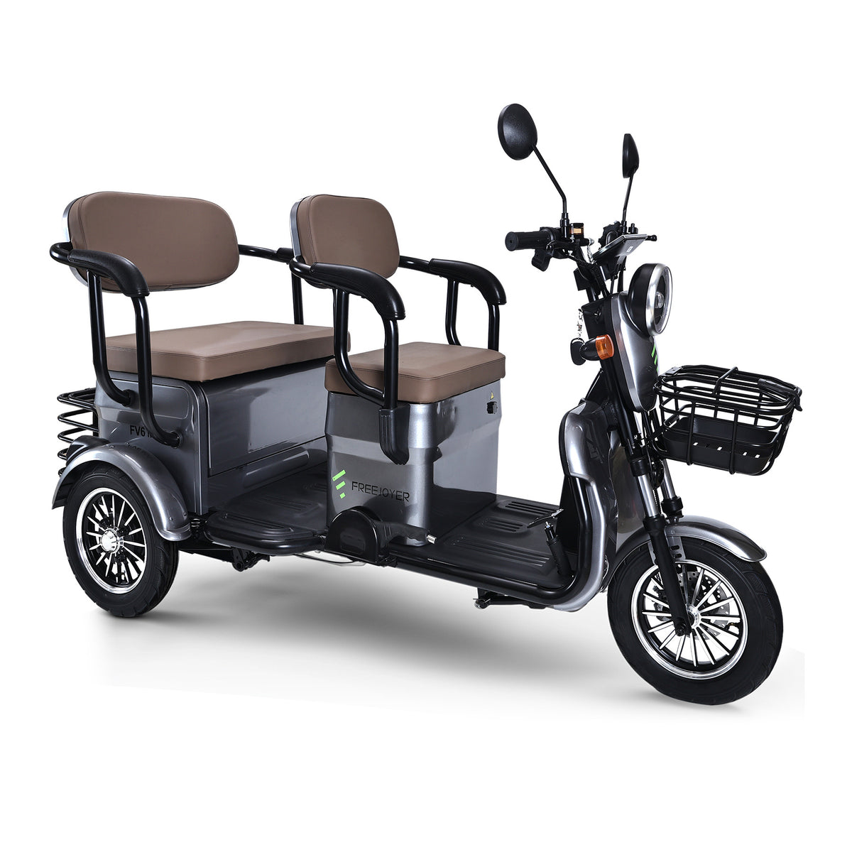 Grey Freejoyer FV6 MAX electric three-wheel vehicle, front three-quarter view