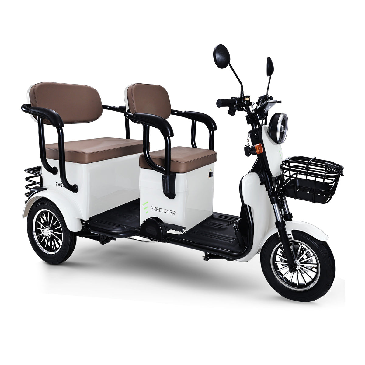 White Freejoyer FV6 MAX electric three-wheel vehicle, front three-quarter view