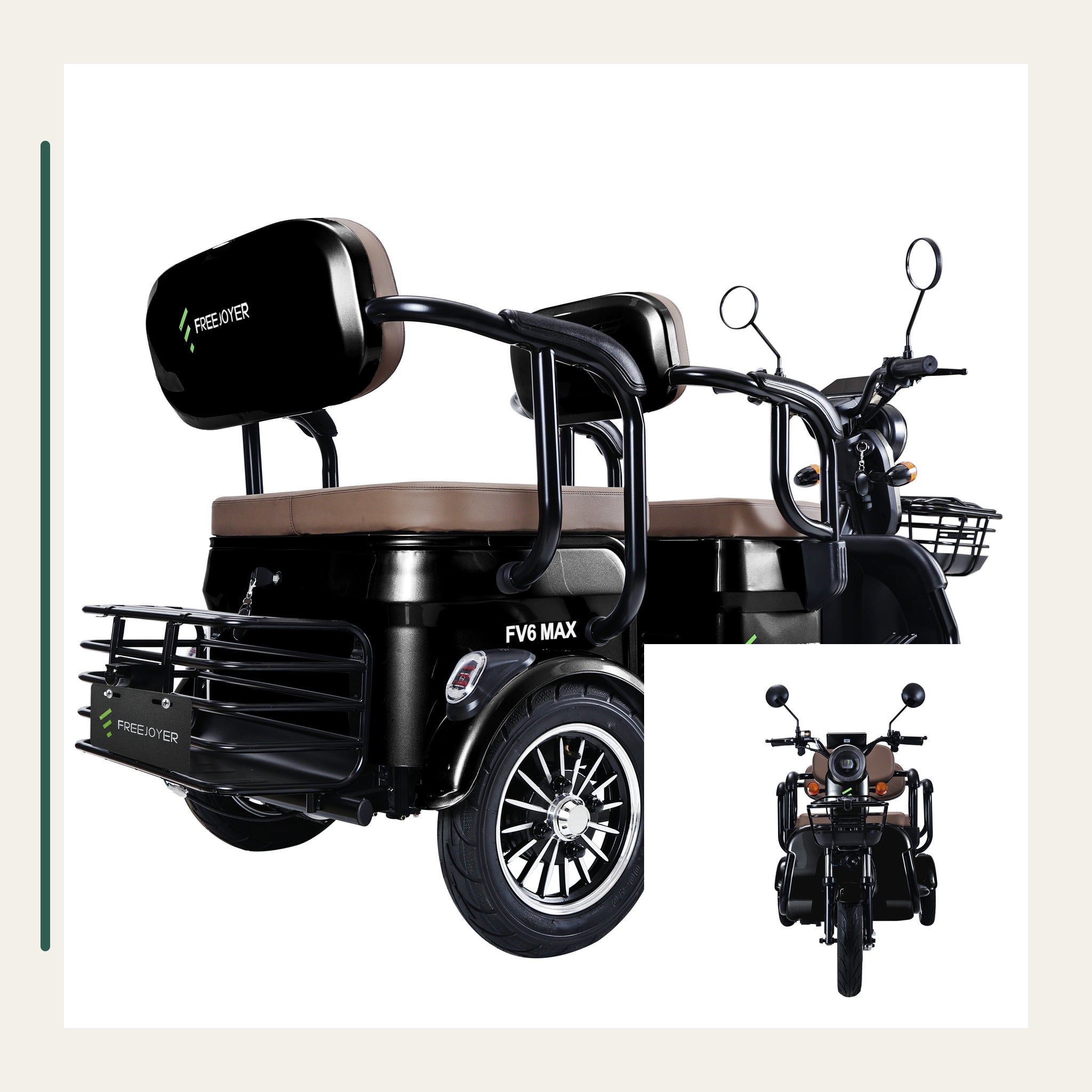 FV6 MAX two-seat layout and front view